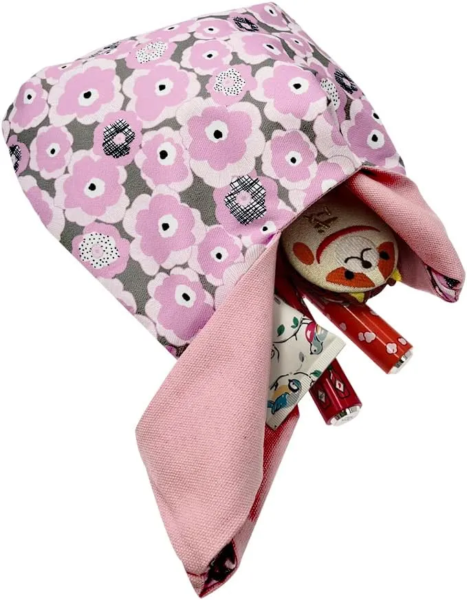 Stylish Cotton Japanese Pattern Wrist Bag Sleeve Knot Pouch Portable Canvas Tote Purse for Female, Women