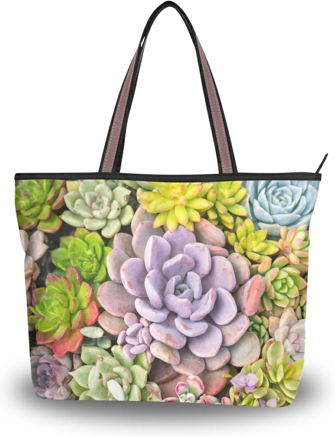 Succulent Cactus Plants Handbag Top Handle Tote Bag for Women