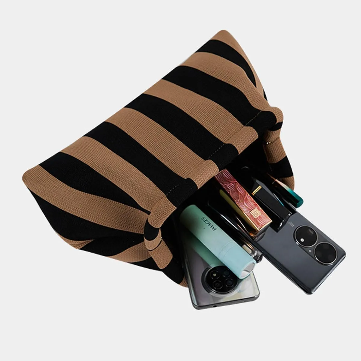 Summer Stripe Crochet Bags Clutch for Women Beach Woven Color Block Dumpling Bags Purse