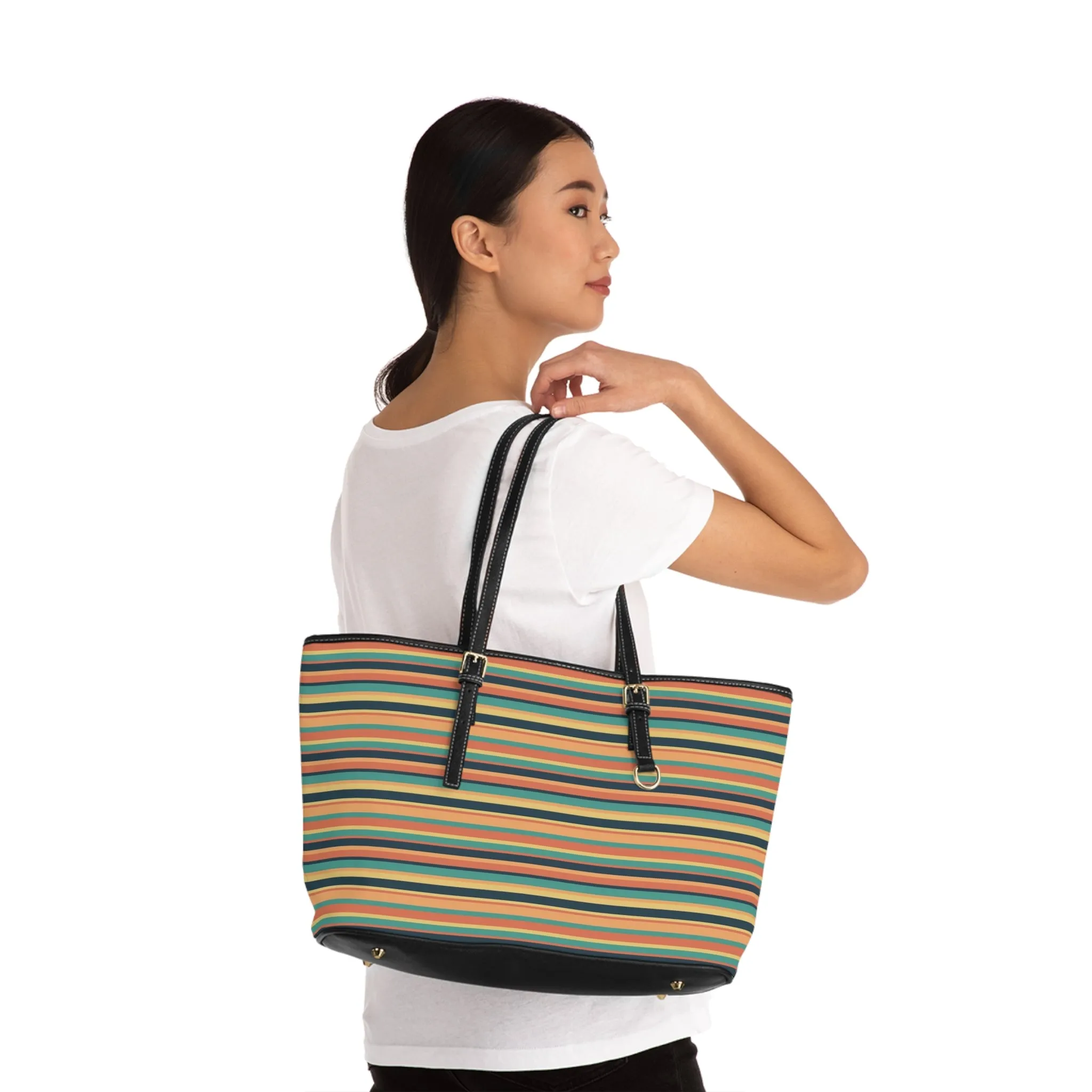 Sunbaked Stripes Faux Leather Shoulder Bag