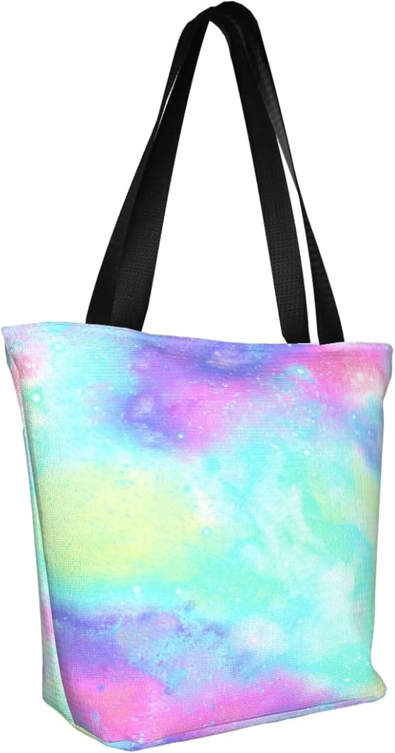 Sunflower American Flag Tote Bag For Women Lightweight Shoulder Bags Shopping Handbags With Zipper
