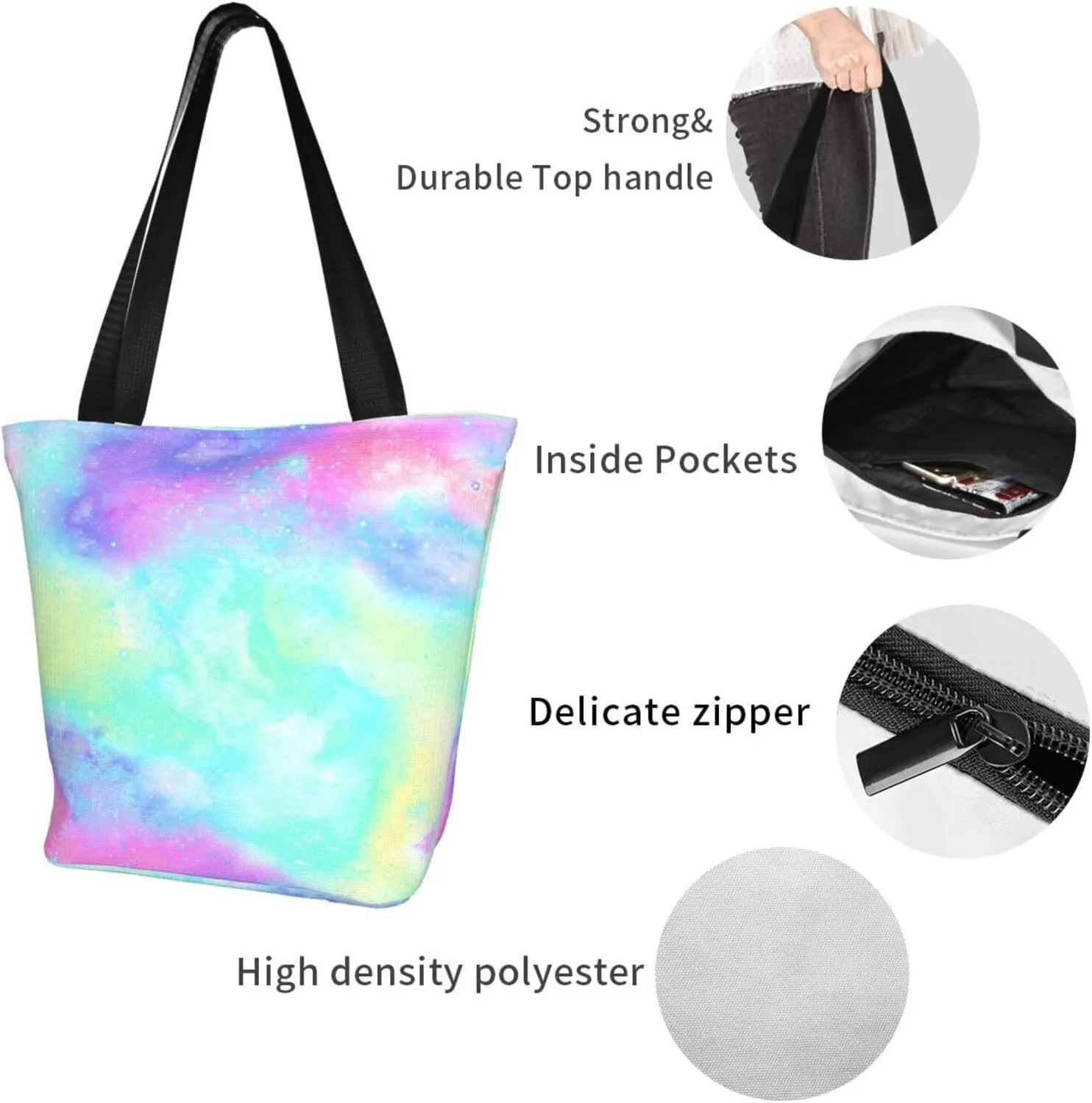 Sunflower American Flag Tote Bag For Women Lightweight Shoulder Bags Shopping Handbags With Zipper