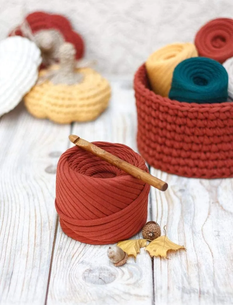 T-Shirt Yarn Fettuccini Zpagetti Style, 7-9 mm for Crocheting, Knitting Ball, Organic T Yarn, Macrame, Ribbon 100% Cotton Fabric, Jersey Canyon