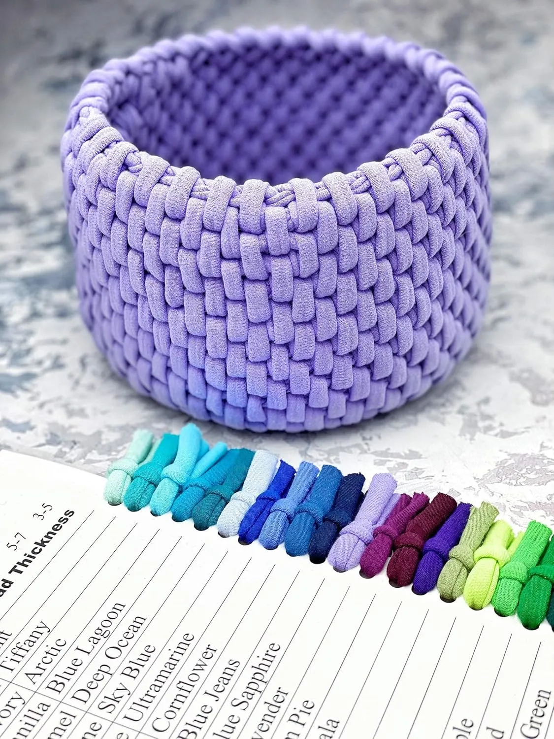 T-Shirt Yarn Fettuccini Zpagetti Style - 7-9 mm Organic Cotton T-Yarn for Crocheting, Knitting, Macrame - Lavender