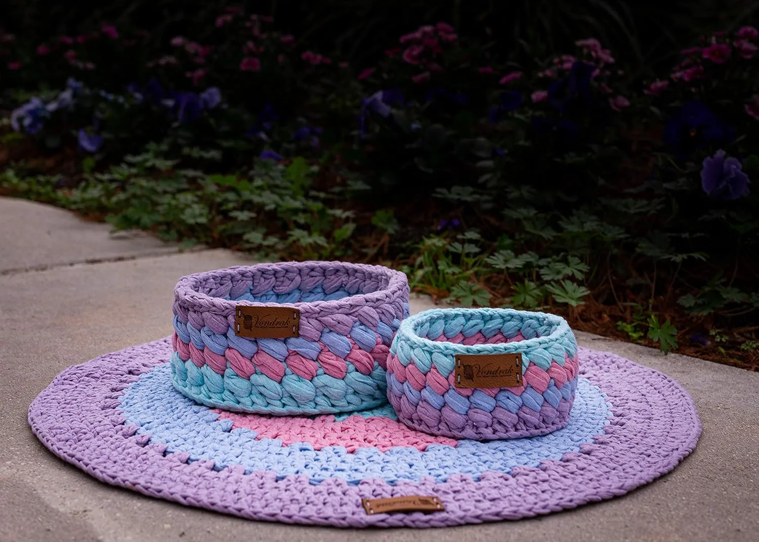 Tape Yarn Pack - 2 Rolls, 328 Yards (984ft) for Crocheting & Knitting. Flat Cotton Home Decor Yarn (Purple)