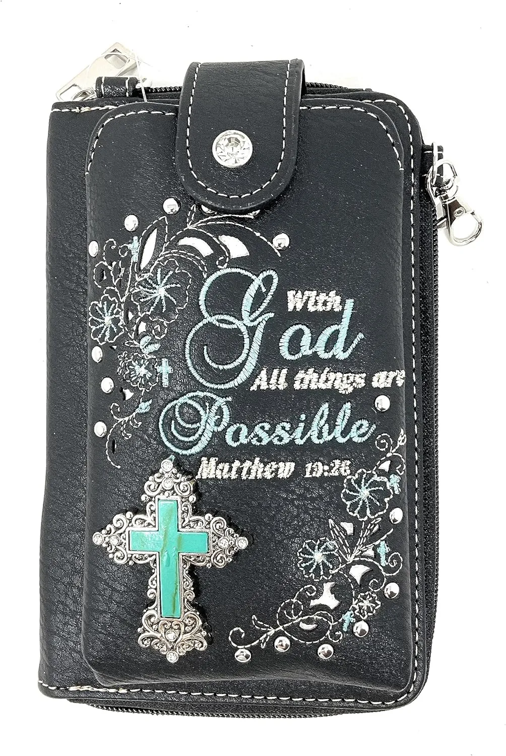 Texas West Western Style Small Bible Verse Crossbody Cell Phone Purses Handbags with Coin Pocket in 2 colors (Brown)