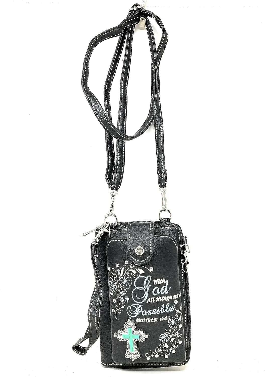 Texas West Western Style Small Bible Verse Crossbody Cell Phone Purses Handbags with Coin Pocket in 2 colors (Brown)