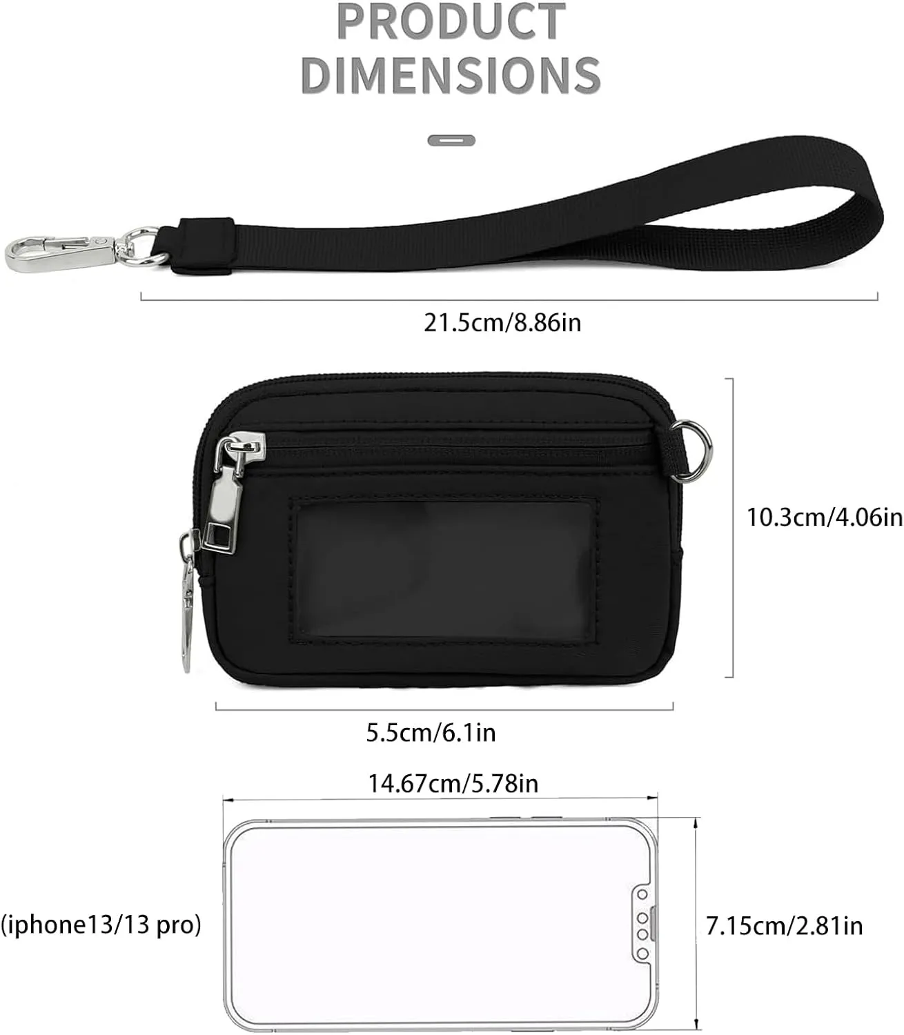 The Iris' Wallet, Women's Wristlet Handbags, Waterproof Nylon Keychain Wallet, Zip Card Case with ID Window (Brown)