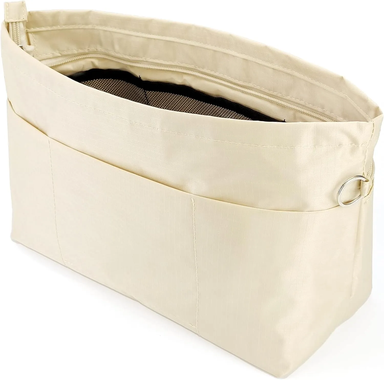 Time Wing Handbag Tote Purse Organizer Insert Bag Liner Shaper Divider Zipper 11 Pockets Compartments Large Beige