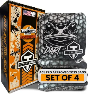 Titan Bags Dart Cornhole Bags – Regulation Cornhole Bean Bag with Hybrid Carpet for Strategic Shots, All-Weather Power Grip Pellets for Indoor and Outdoor Tossing – Geo Design, 6"x6", Pack of 4