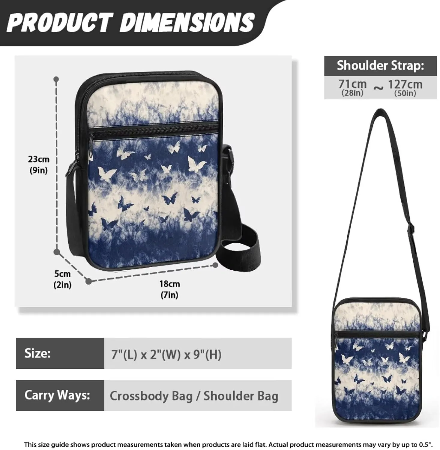 TODIYADDU Messenger Bag for Women Men Small Crossbody Purse with Adjustable Strap Travel Shoulder Bag Lightweight Handbags