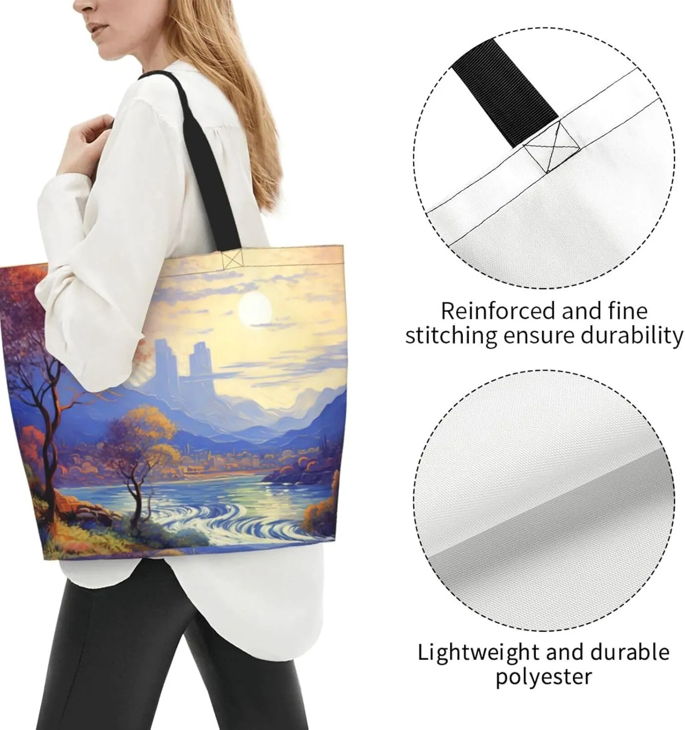 Tote Bag for Women Grocery Bag Reusable Shopping Bag Animal Lion in Suits Handbag Foldable Shoulder Bag