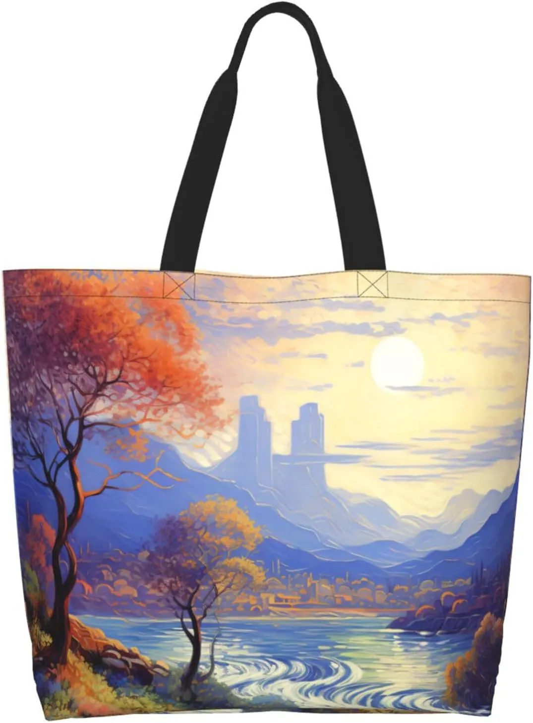Tote Bag for Women Grocery Bag Reusable Shopping Bag Animal Lion in Suits Handbag Foldable Shoulder Bag