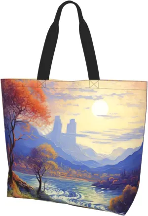 Tote Bag for Women Grocery Bag Reusable Shopping Bag Animal Lion in Suits Handbag Foldable Shoulder Bag