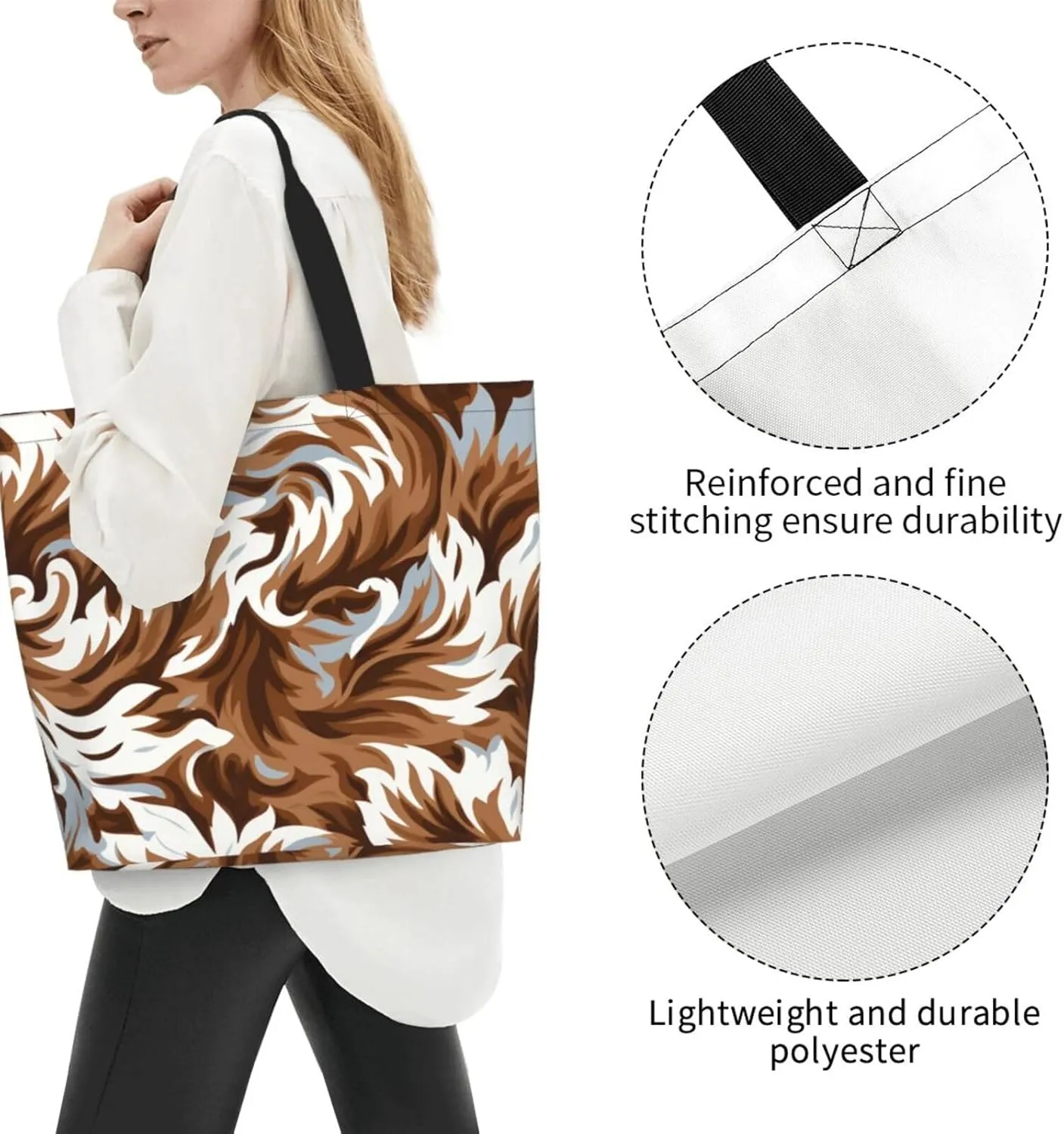 Tote Bag for Women Reusable Grocery Bag Shopping Bag Cat Wearing Flower Tote Bags Handbag Foldable Shoulder Bag