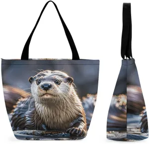 Tote Bag for Women Shoulder Bag Otters Handbags for Travel Work Beach Bag