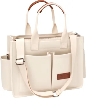 Tote Bag for Women With Compartments,Large Canvas Tote Women's Purse Crossbody Bags Work Laptop Book Bag Satchels Handbags