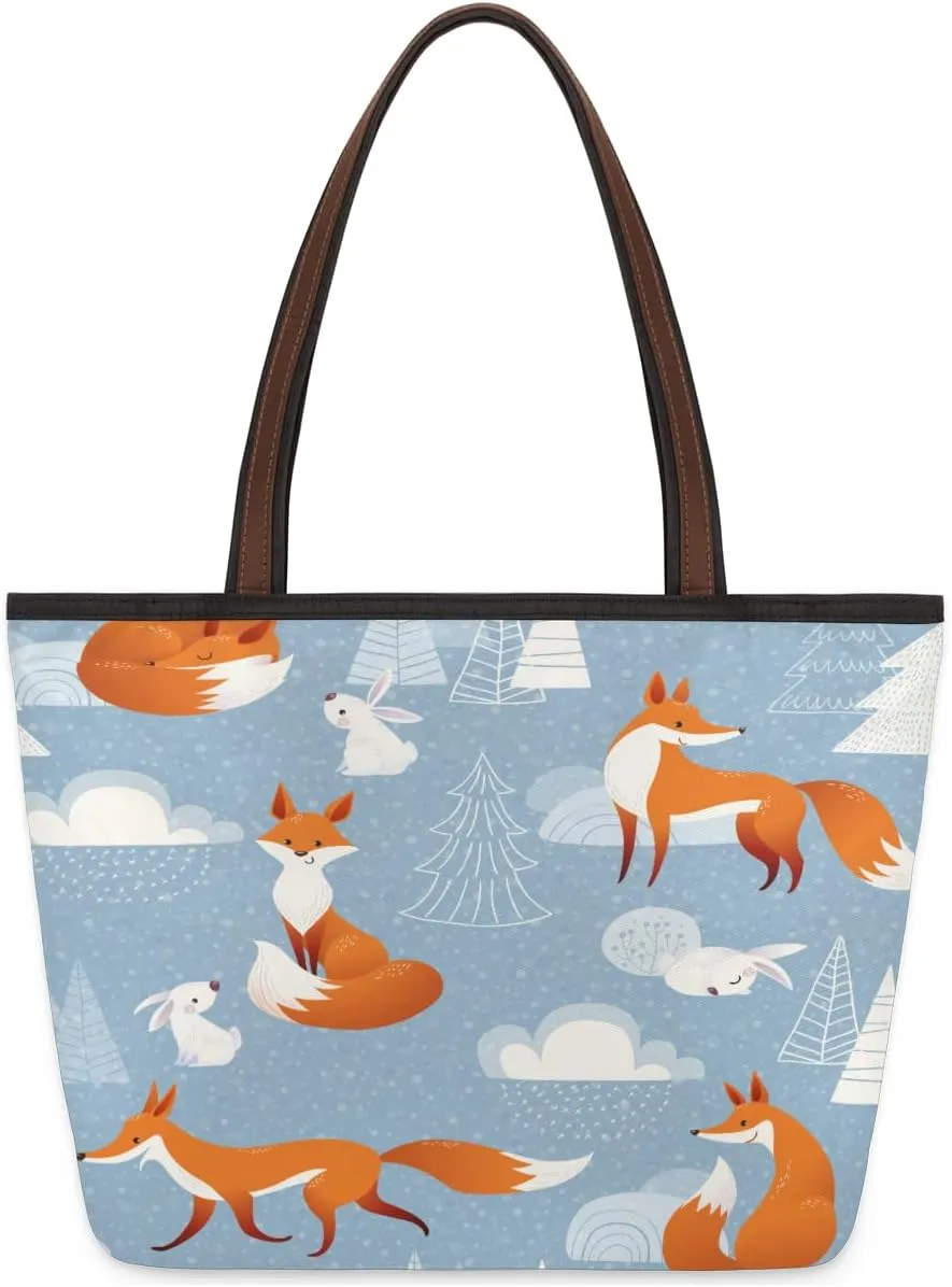 Tote Bag for Women with Zipper Large Capacity Top Handle Casual Shoulder Bag Handbag Reusable Shopping
