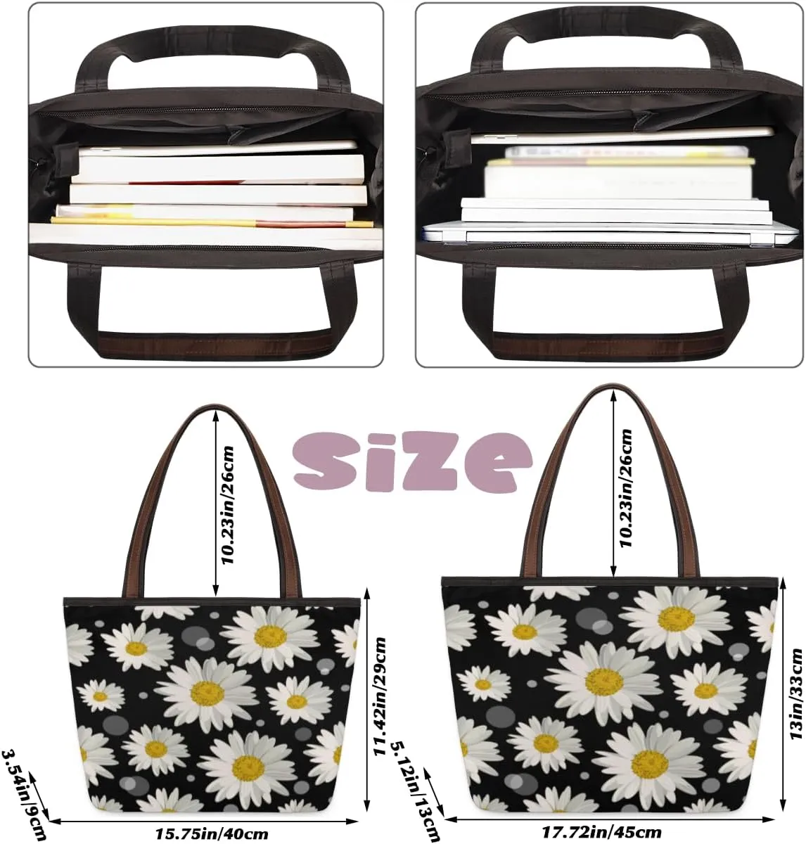 Tote Bag for Women with Zipper Large Capacity Top Handle Casual Shoulder Bag Handbag Reusable Shopping