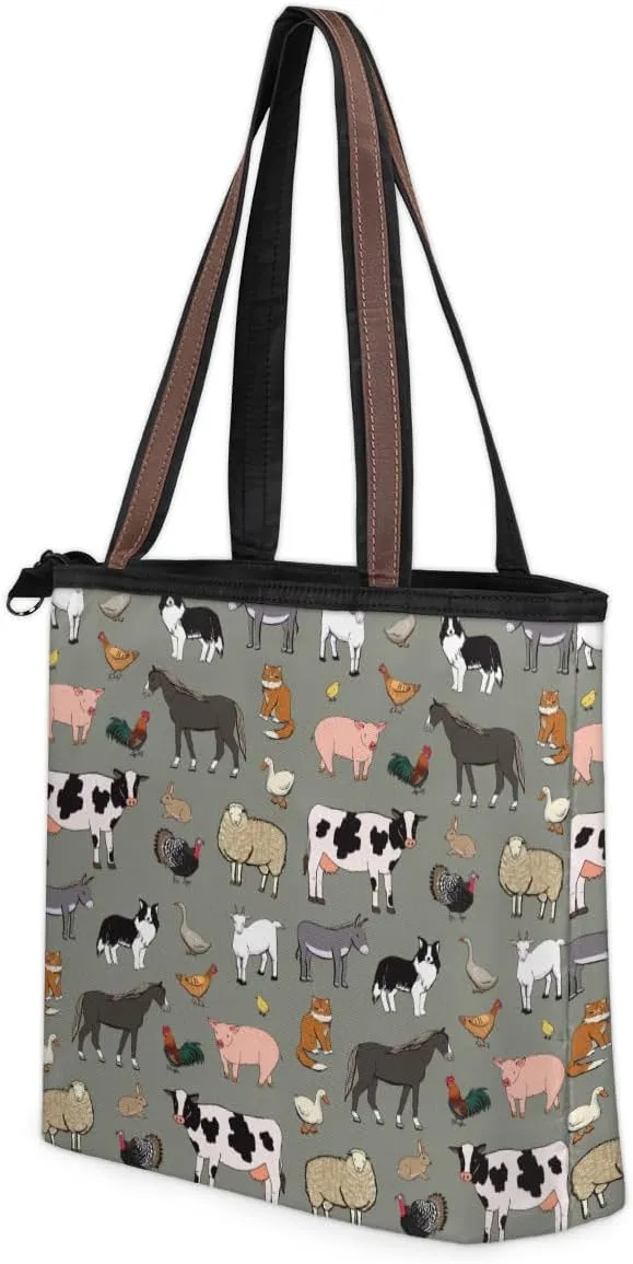 Tote Bag for Women with Zipper Large Capacity Top Handle Casual Shoulder Bag Handbag Reusable Shopping