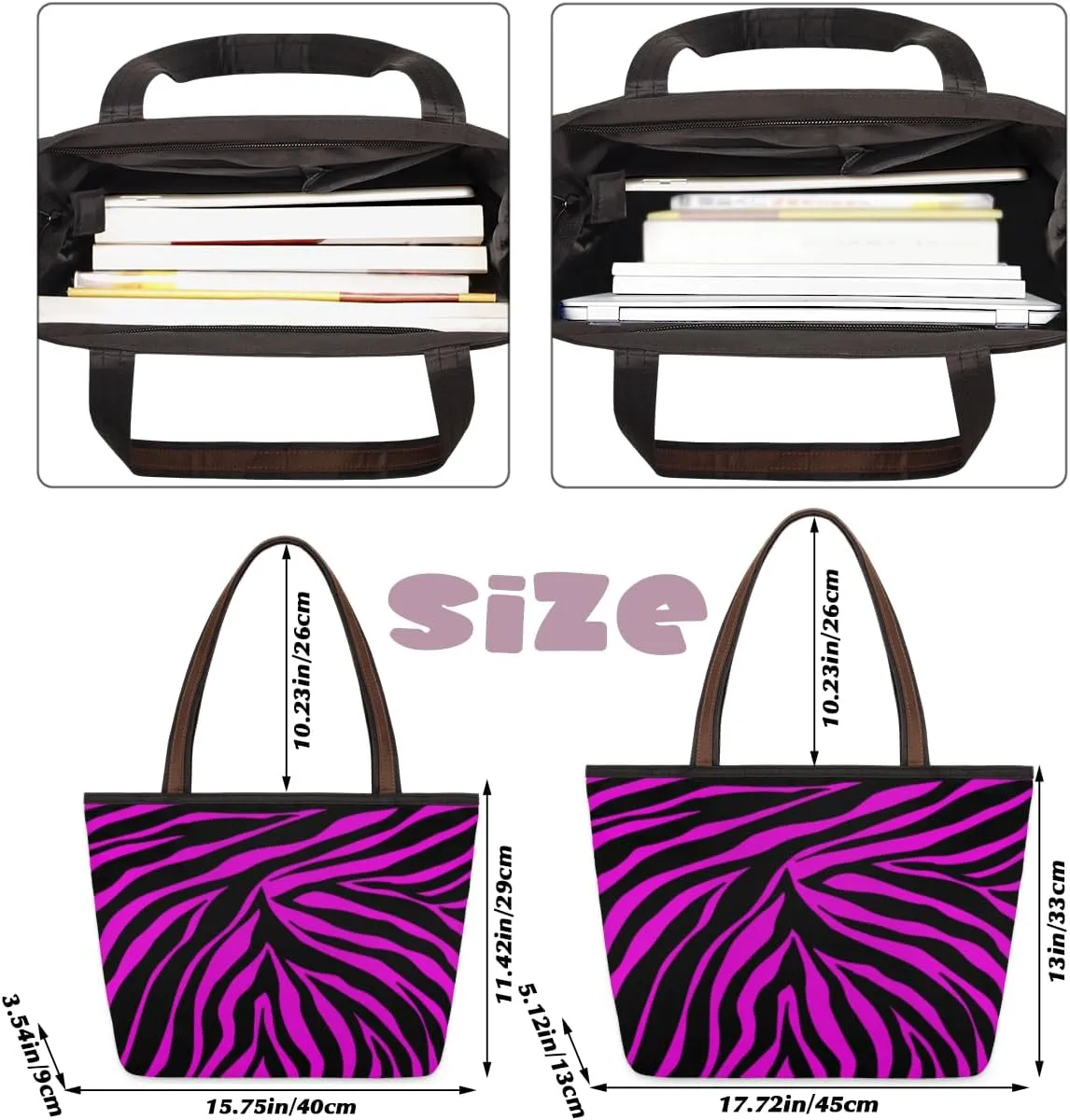 Tote Bag for Women with Zipper Large Capacity Top Handle Casual Shoulder Bag Handbag Reusable Shopping