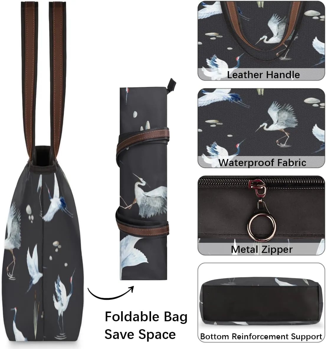 Tote Bag for Women with Zipper Large Capacity Top Handle Casual Shoulder Bag Handbag Reusable Shopping