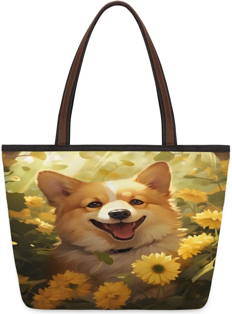 Tote Bag for Women with Zipper Large Capacity Top Handle Casual Shoulder Bag Handbag Reusable Shopping