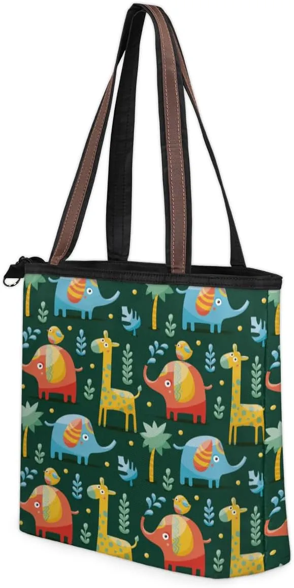 Tote Bag for Women with Zipper Large Capacity Top Handle Casual Shoulder Bag Handbag Reusable Shopping