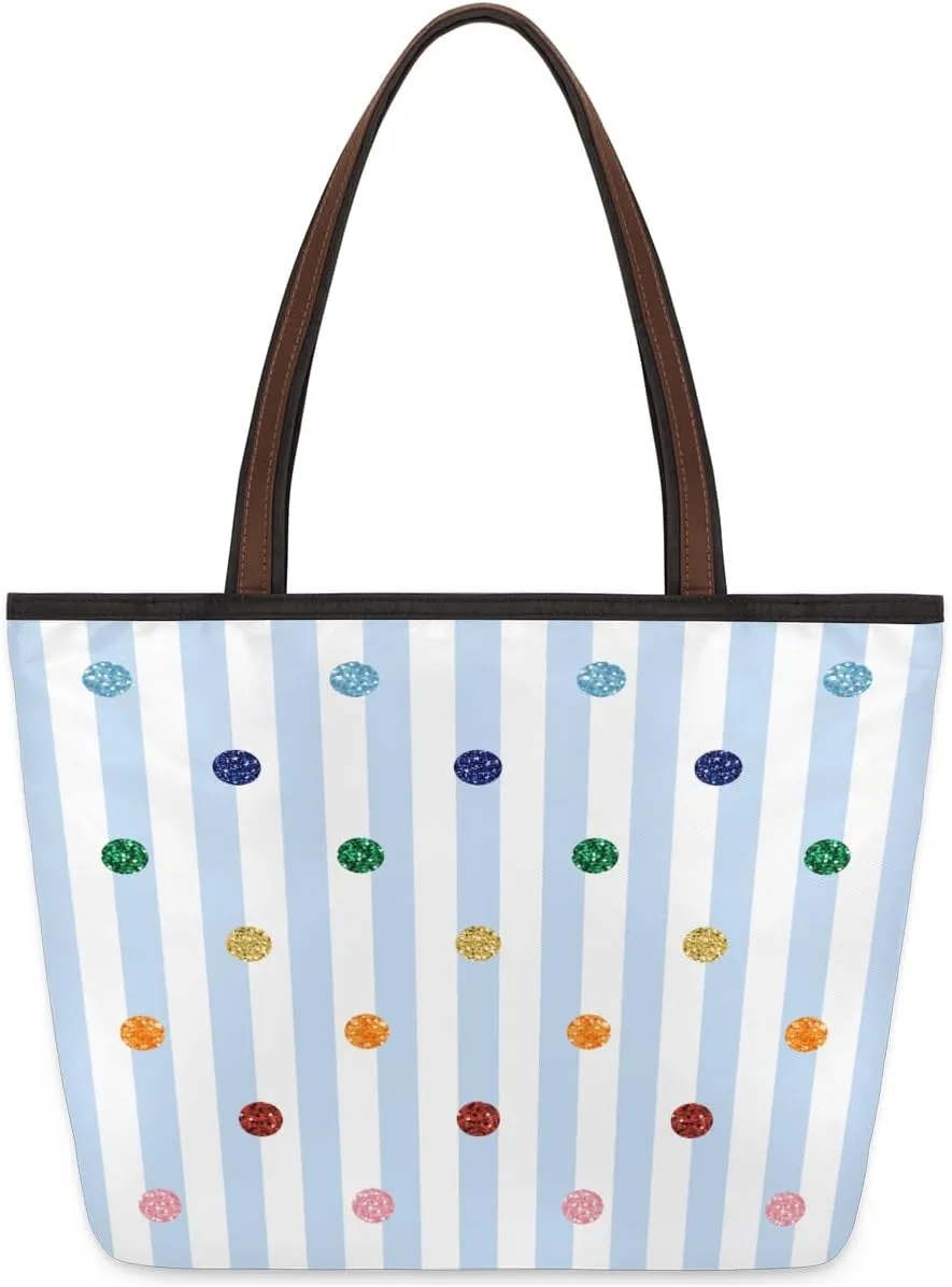Tote Bag for Women with Zipper Large Capacity Top Handle Casual Shoulder Bag Handbag Reusable Shopping