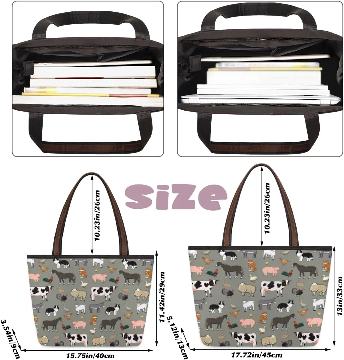 Tote Bag for Women with Zipper Large Capacity Top Handle Casual Shoulder Bag Handbag Reusable Shopping