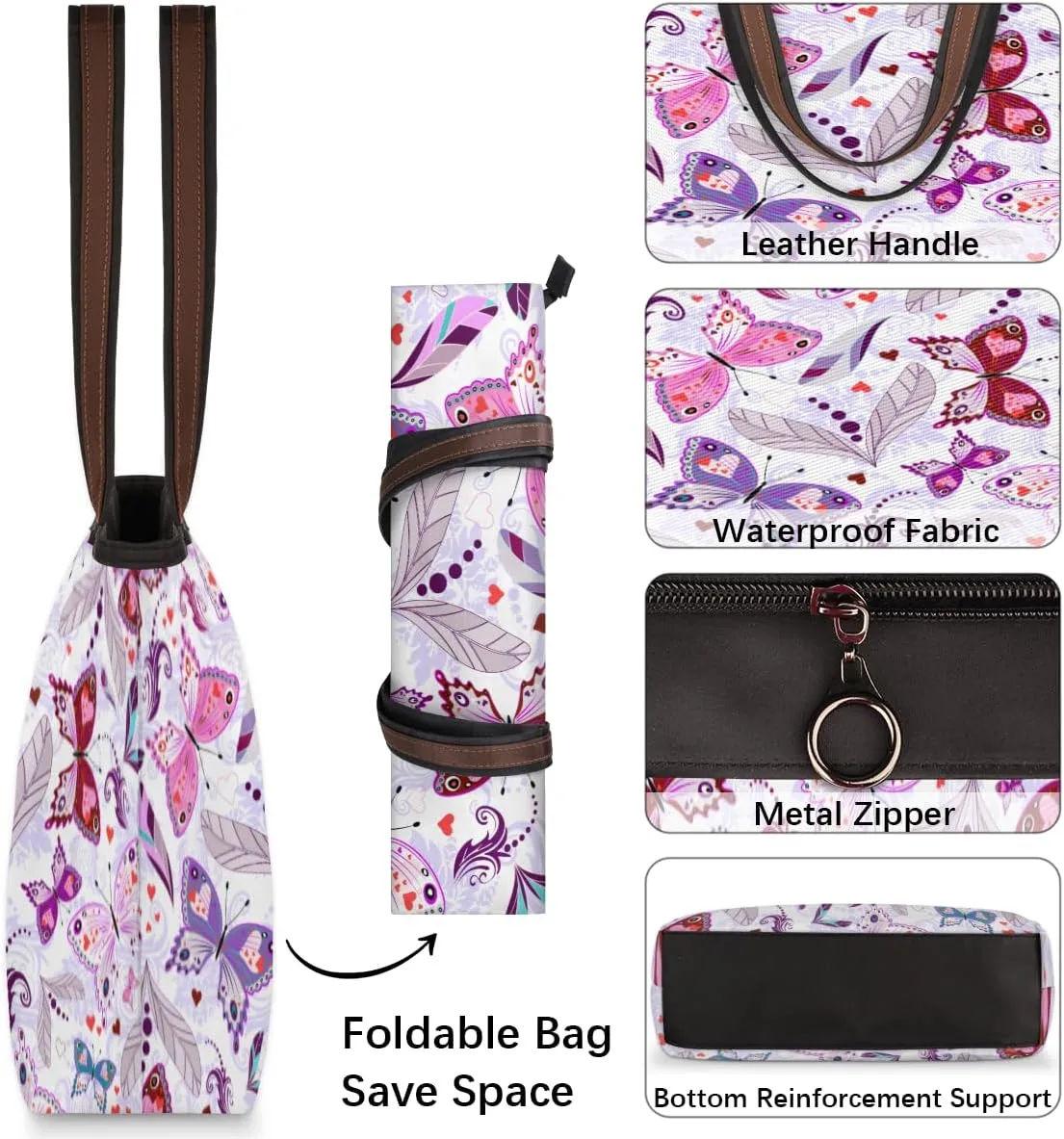 Tote Bag for Women with Zipper Large Capacity Top Handle Casual Shoulder Bag Handbag Reusable Shopping