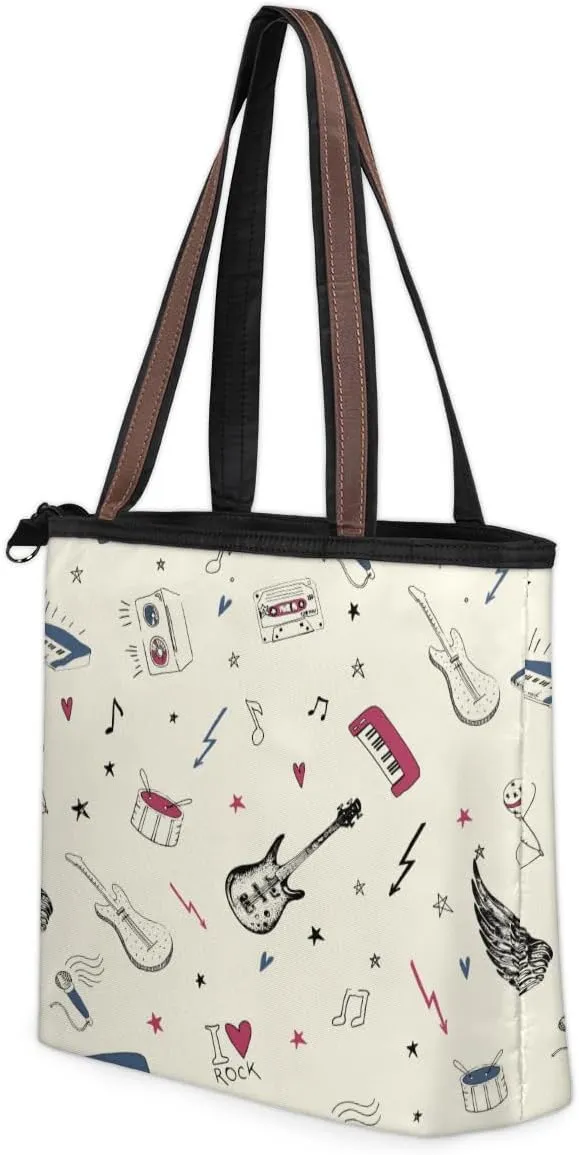 Tote Bag for Women with Zipper Large Capacity Top Handle Casual Shoulder Bag Handbag Reusable Shopping