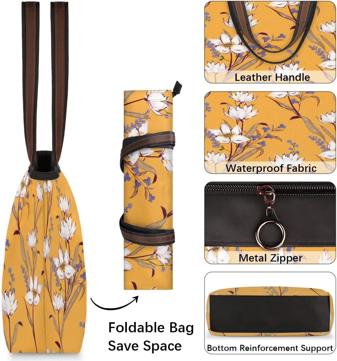 Tote Bag for Women with Zipper Large Capacity Top Handle Casual Shoulder Bag Handbag Reusable Shopping