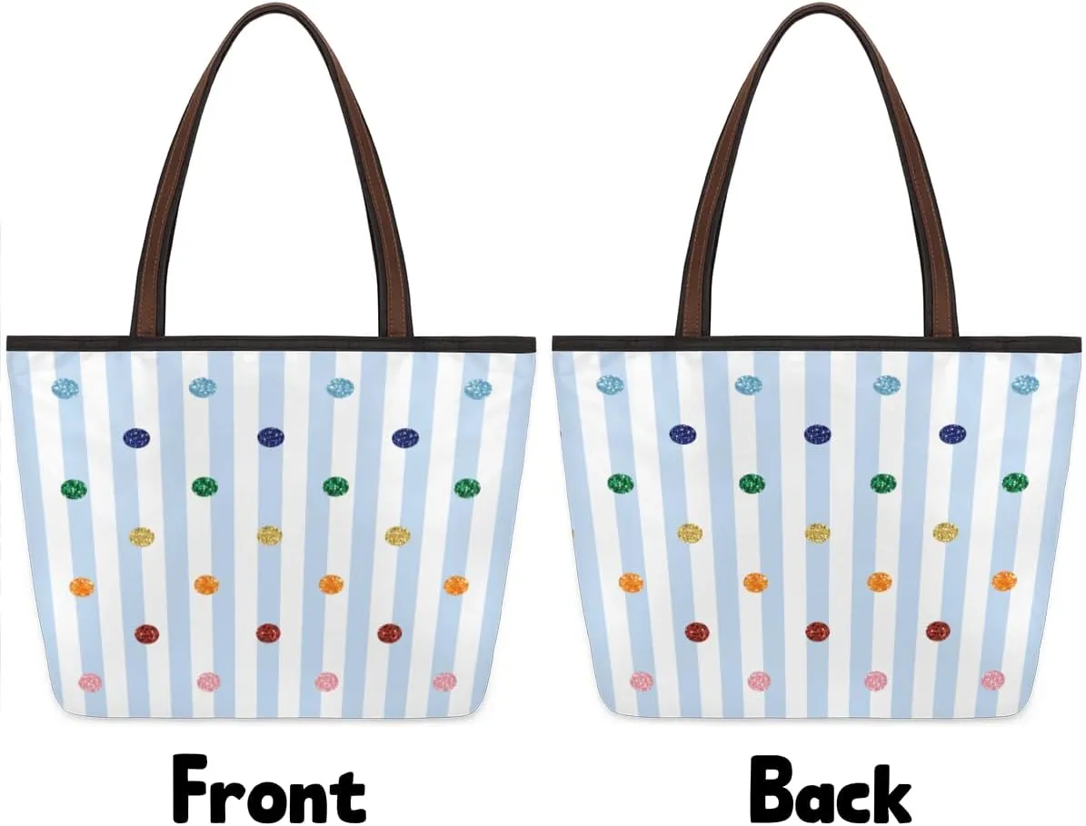Tote Bag for Women with Zipper Large Capacity Top Handle Casual Shoulder Bag Handbag Reusable Shopping