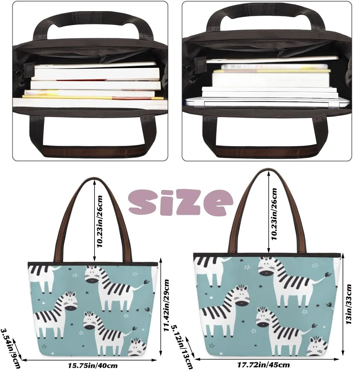 Tote Bag for Women with Zipper Large Capacity Top Handle Casual Shoulder Bag Handbag Reusable Shopping