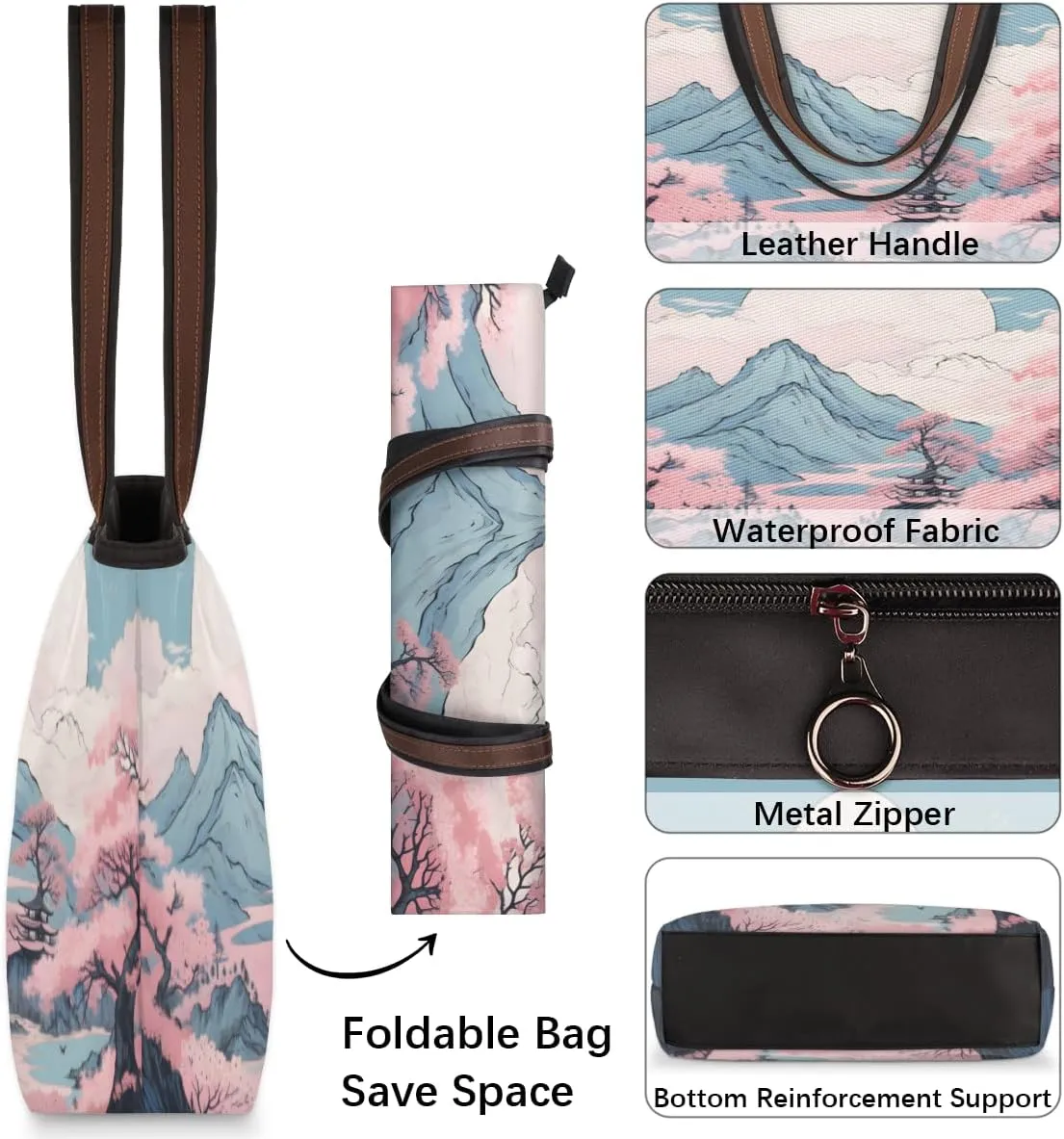 Tote Bag for Women with Zipper Large Capacity Top Handle Casual Shoulder Bag Handbag Reusable Shopping