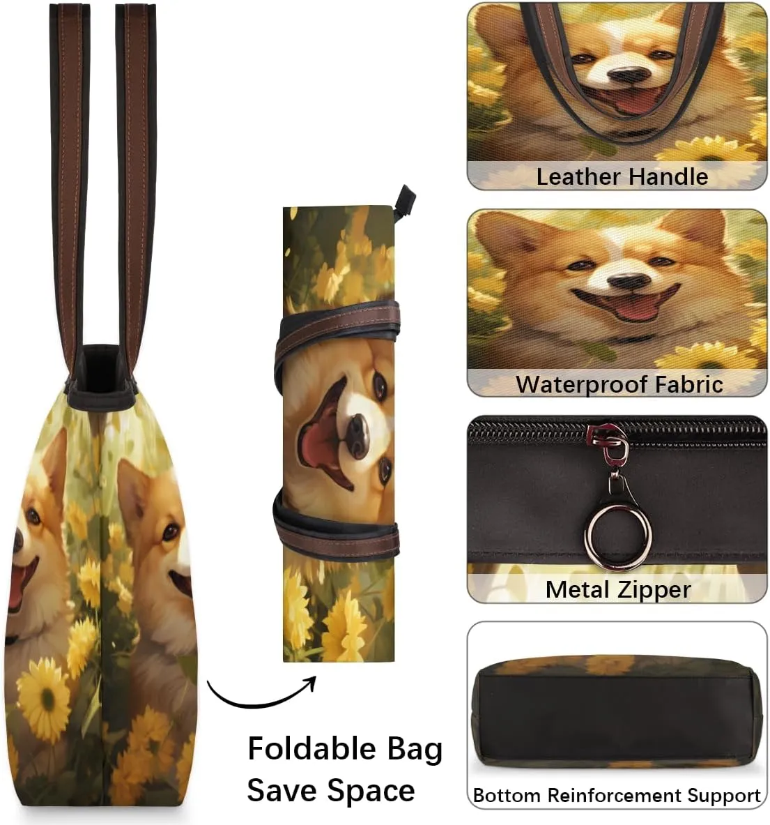 Tote Bag for Women with Zipper Large Capacity Top Handle Casual Shoulder Bag Handbag Reusable Shopping