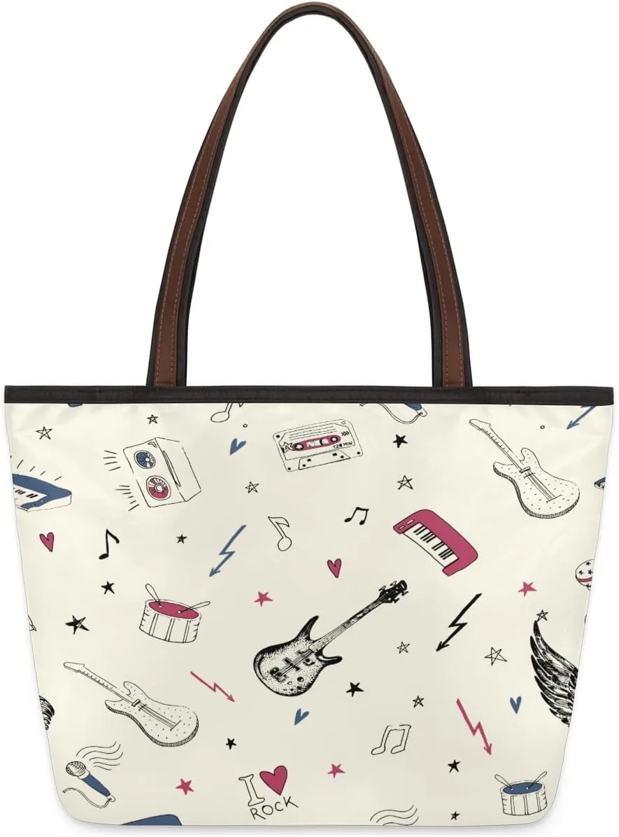Tote Bag for Women with Zipper Large Capacity Top Handle Casual Shoulder Bag Handbag Reusable Shopping