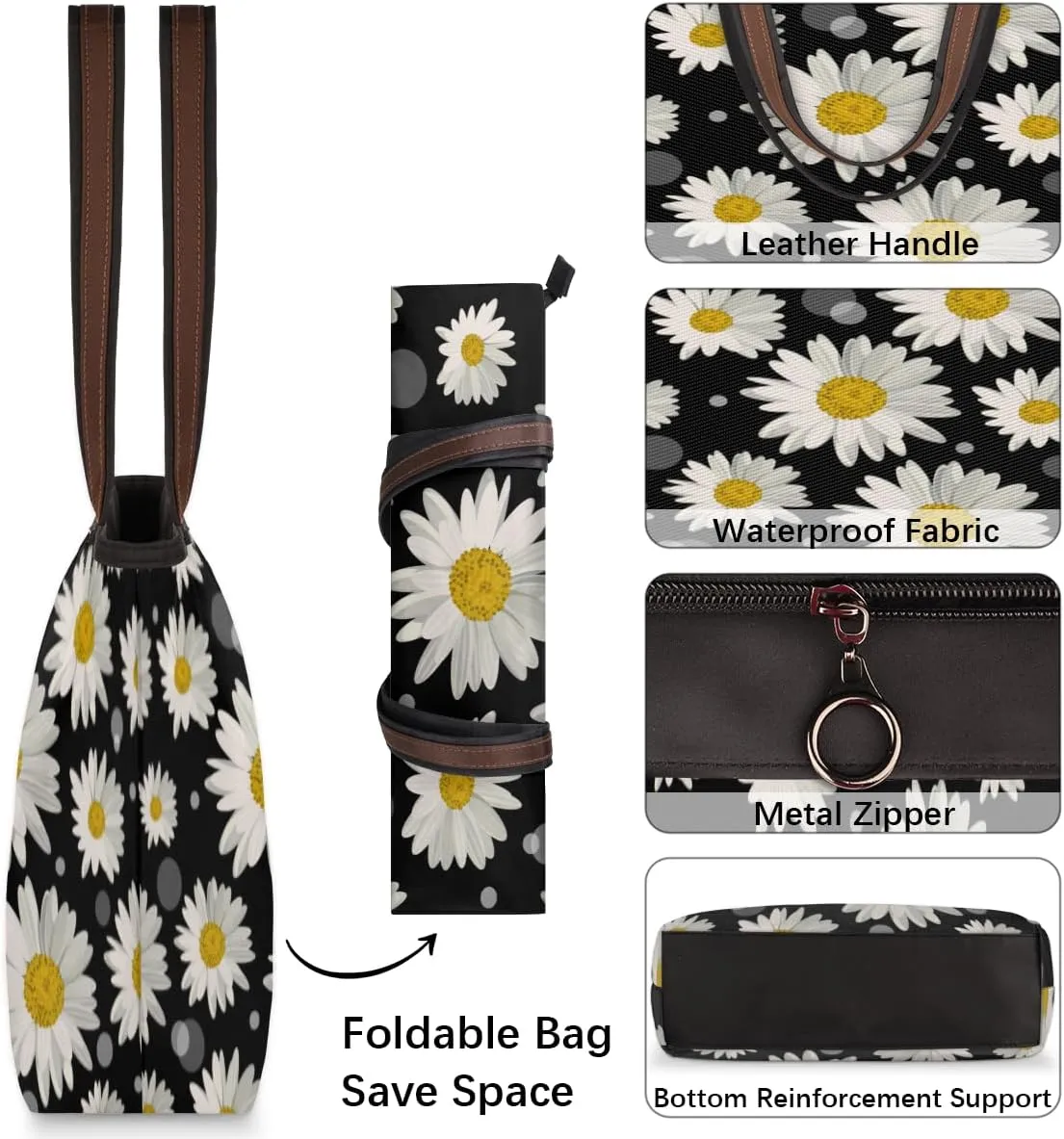 Tote Bag for Women with Zipper Large Capacity Top Handle Casual Shoulder Bag Handbag Reusable Shopping