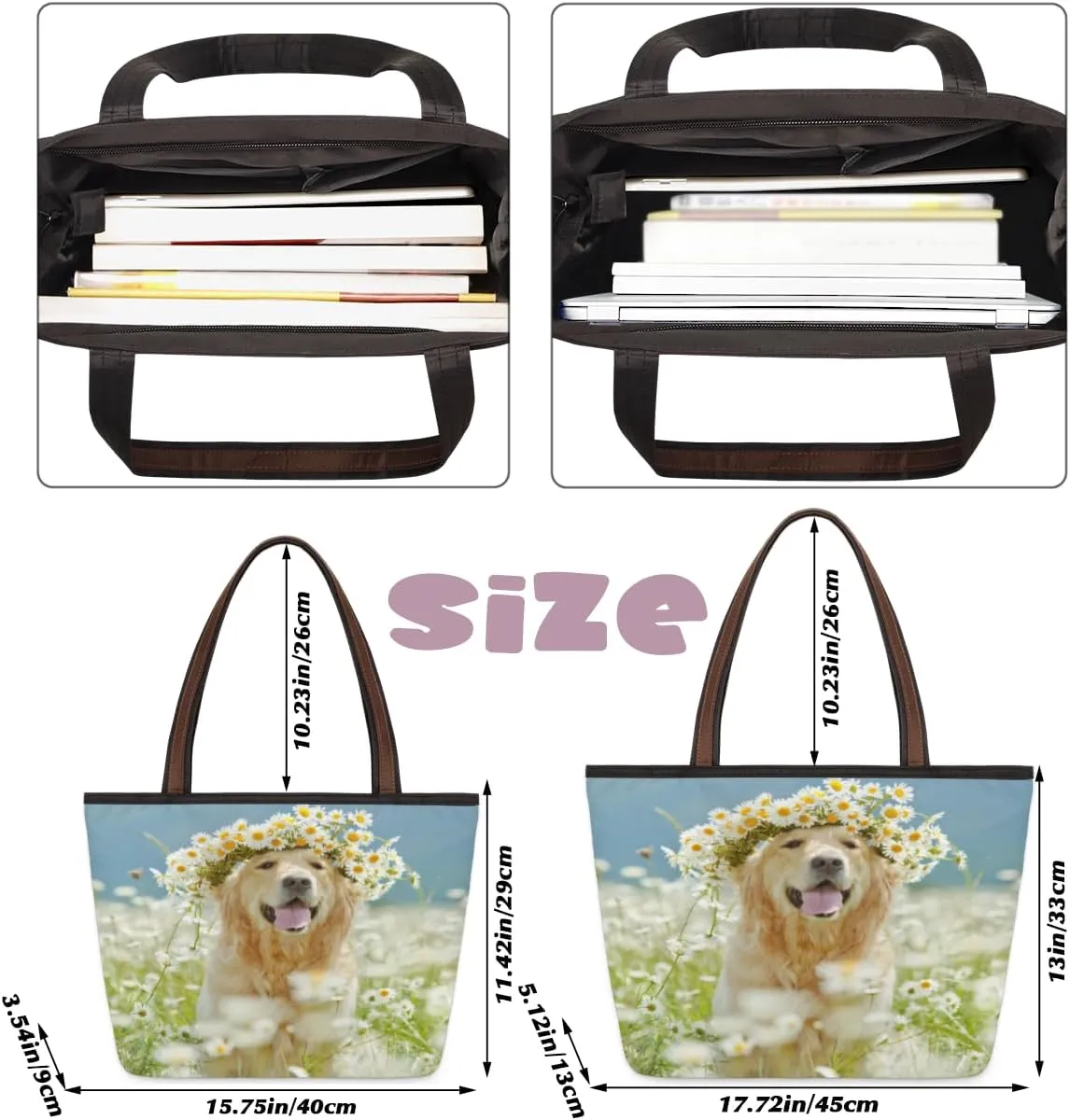 Tote Bag for Women with Zipper Large Capacity Top Handle Casual Shoulder Bag Handbag Reusable Shopping