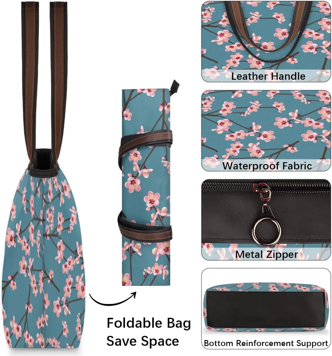 Tote Bag for Women with Zipper Large Capacity Top Handle Casual Shoulder Bag Handbag Reusable Shopping