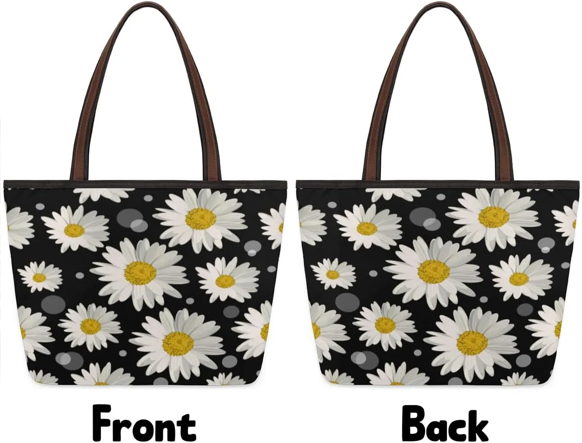 Tote Bag for Women with Zipper Large Capacity Top Handle Casual Shoulder Bag Handbag Reusable Shopping