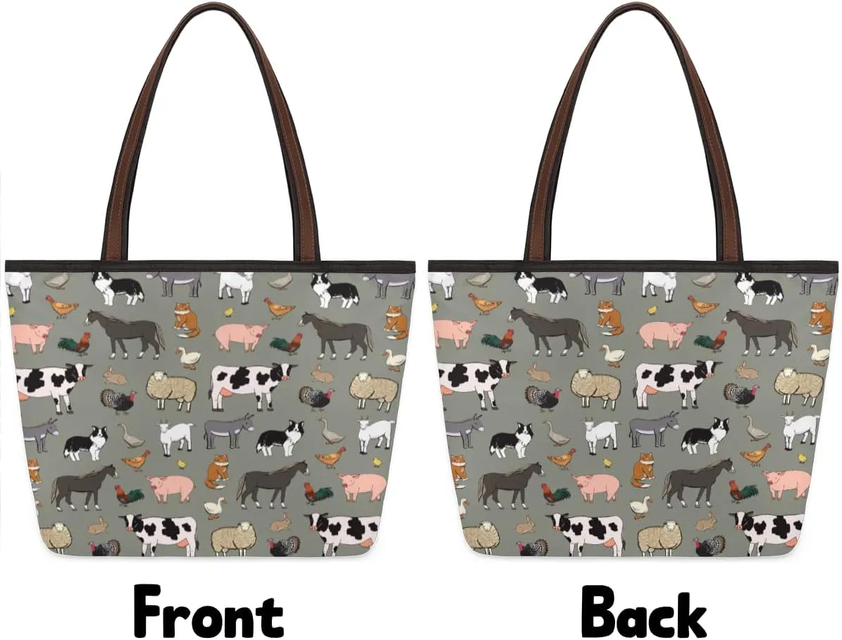 Tote Bag for Women with Zipper Large Capacity Top Handle Casual Shoulder Bag Handbag Reusable Shopping