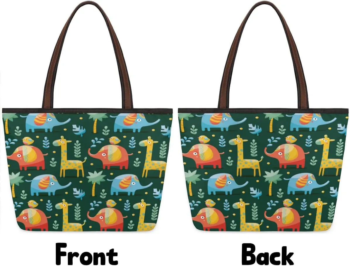 Tote Bag for Women with Zipper Large Capacity Top Handle Casual Shoulder Bag Handbag Reusable Shopping