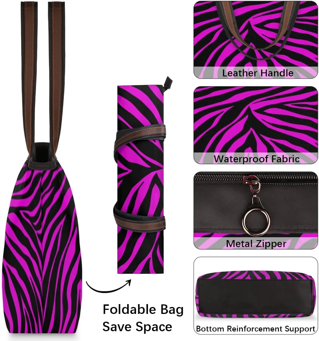 Tote Bag for Women with Zipper Large Capacity Top Handle Casual Shoulder Bag Handbag Reusable Shopping