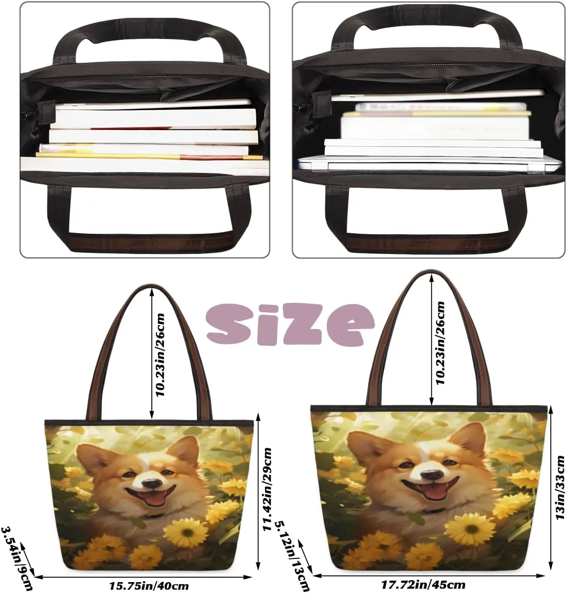 Tote Bag for Women with Zipper Large Capacity Top Handle Casual Shoulder Bag Handbag Reusable Shopping