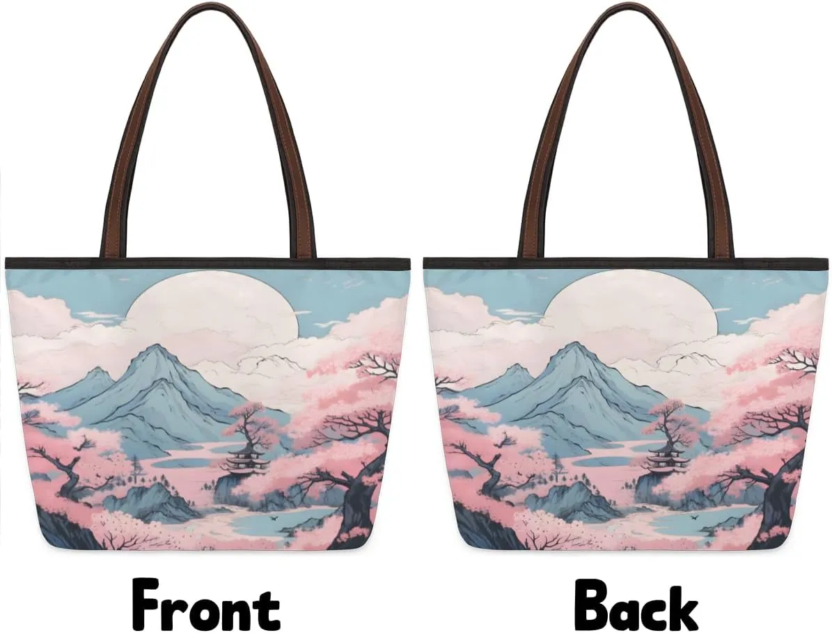 Tote Bag for Women with Zipper Large Capacity Top Handle Casual Shoulder Bag Handbag Reusable Shopping
