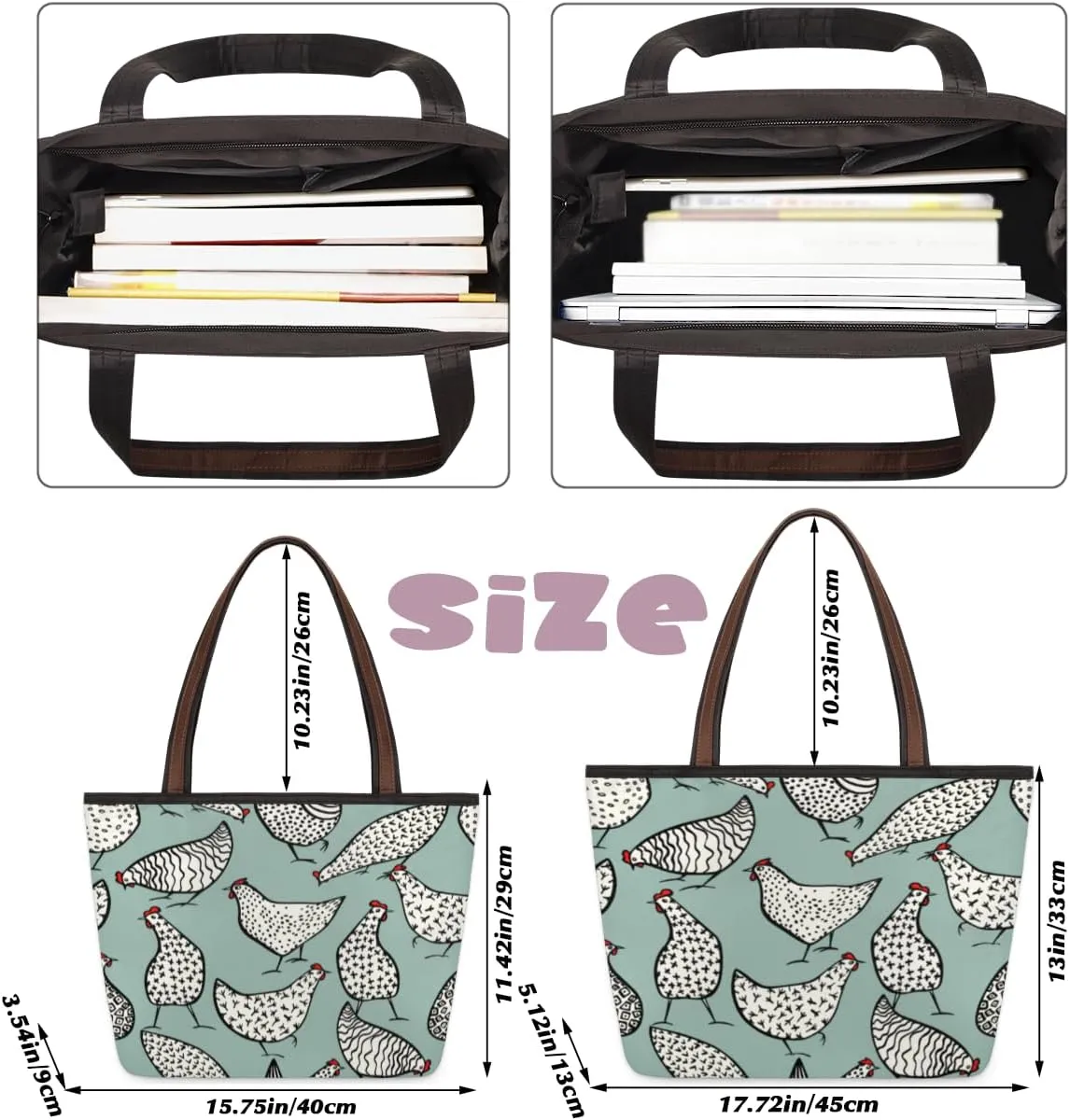 Tote Bag for Women with Zipper Large Capacity Top Handle Casual Shoulder Bag Handbag Reusable Shopping