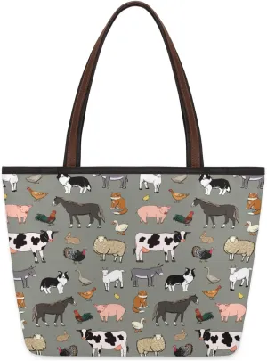 Tote Bag for Women with Zipper Large Capacity Top Handle Casual Shoulder Bag Handbag Reusable Shopping