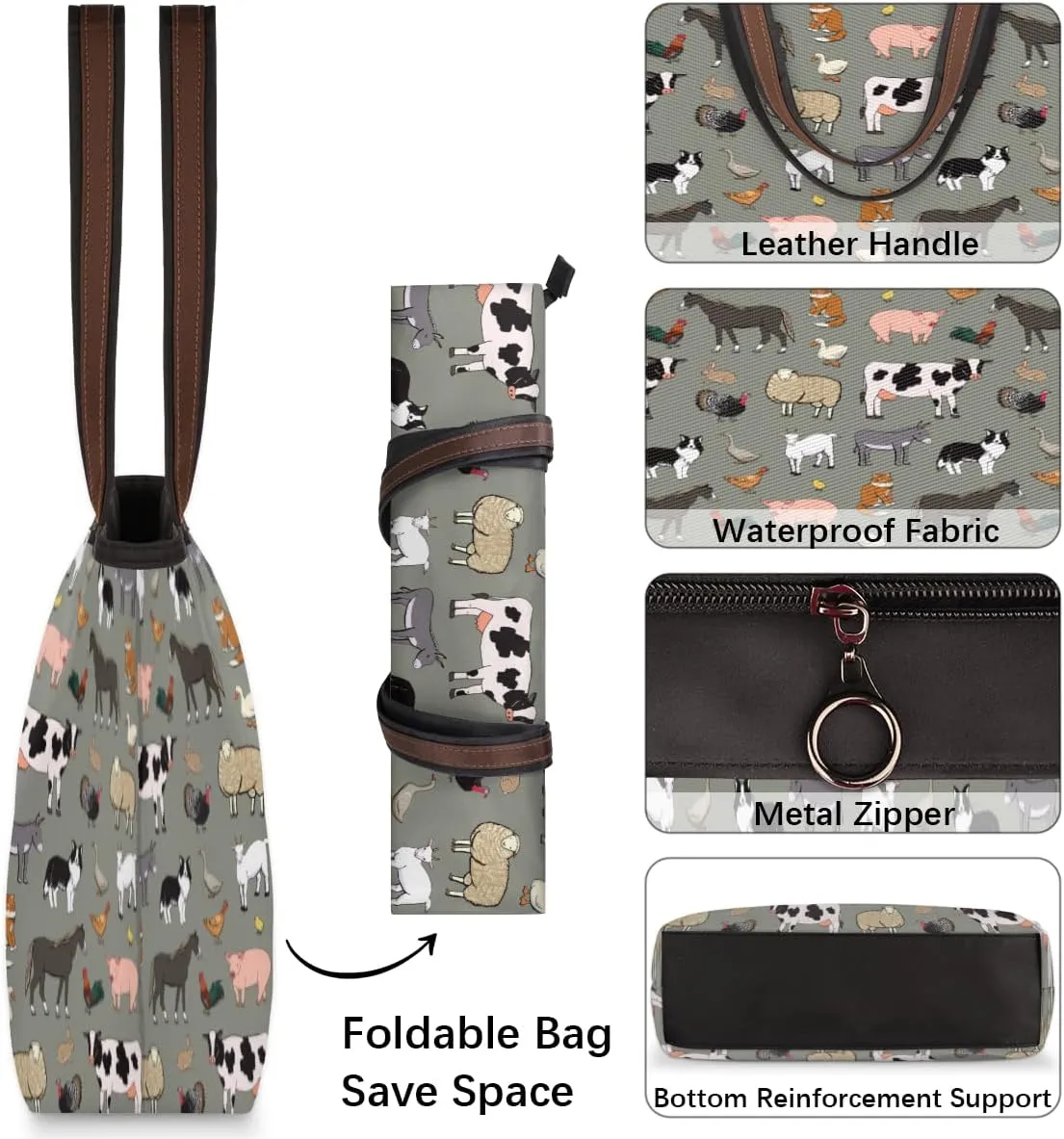 Tote Bag for Women with Zipper Large Capacity Top Handle Casual Shoulder Bag Handbag Reusable Shopping